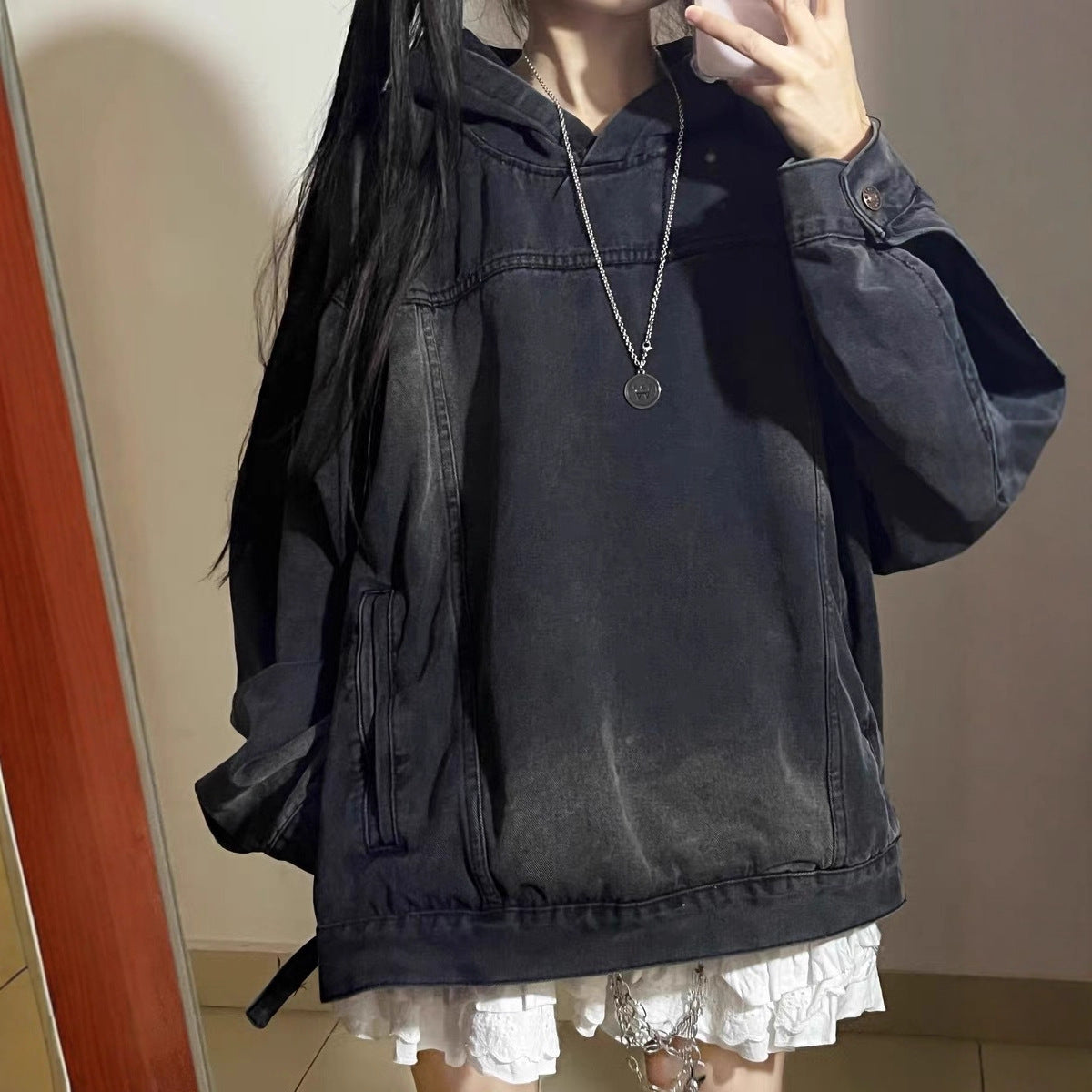 American-style Vintage Hooded Denim Jacket