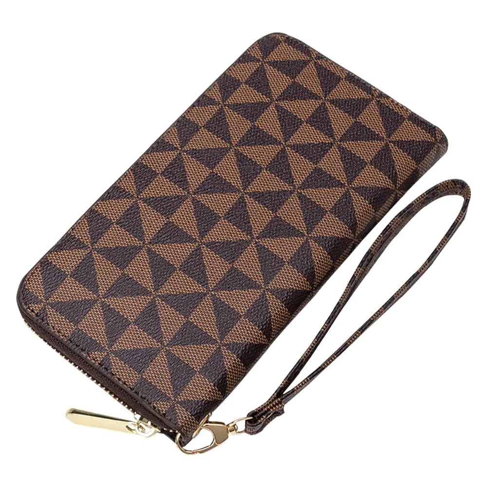 Womens wallet Wristlet Wallets for Women Large capacity travel zipper wallet multi card mens mobile phone change wallet Womans Wallet Ladies Wrist Wallet (Brown)