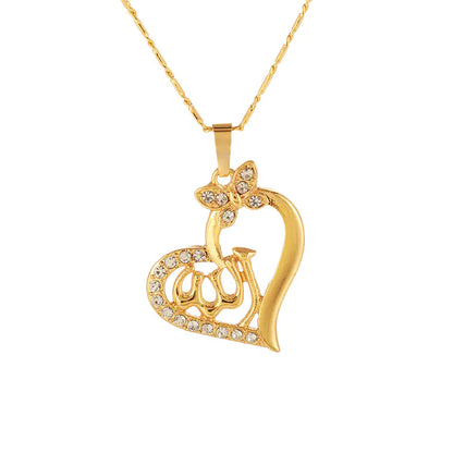 Islamic Allah Pendant Heart Necklace for Women Jewelry