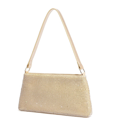 YUWITA Sparkly Evening Bag Clutch Purses for Women Prom Dressy Purse Night Out Small Shoulder Bag (Rhinestone Gold)