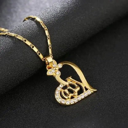 Islamic Allah Pendant Heart Necklace for Women Jewelry